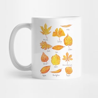 Yellow Autumn leaves collection watercolor Mug